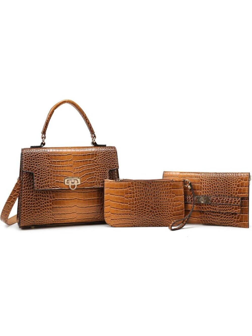 Stylish 3-Piece Top Handle Purse Set for Women - PU Leather Satchel & Crossbody